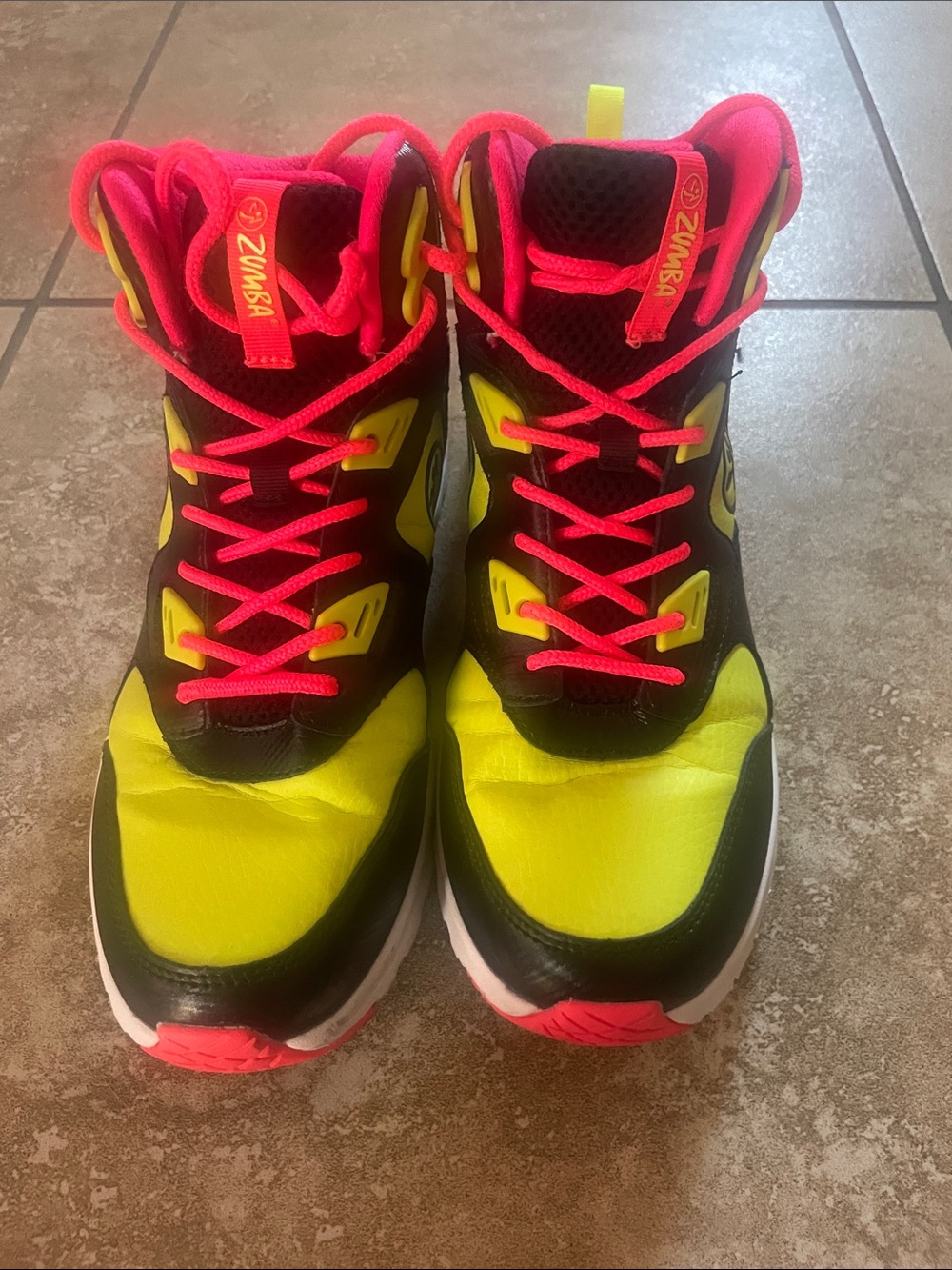 Zumba Fitness Women's Neon Yellow & Hot Pink High-Top Workout Sneakers
